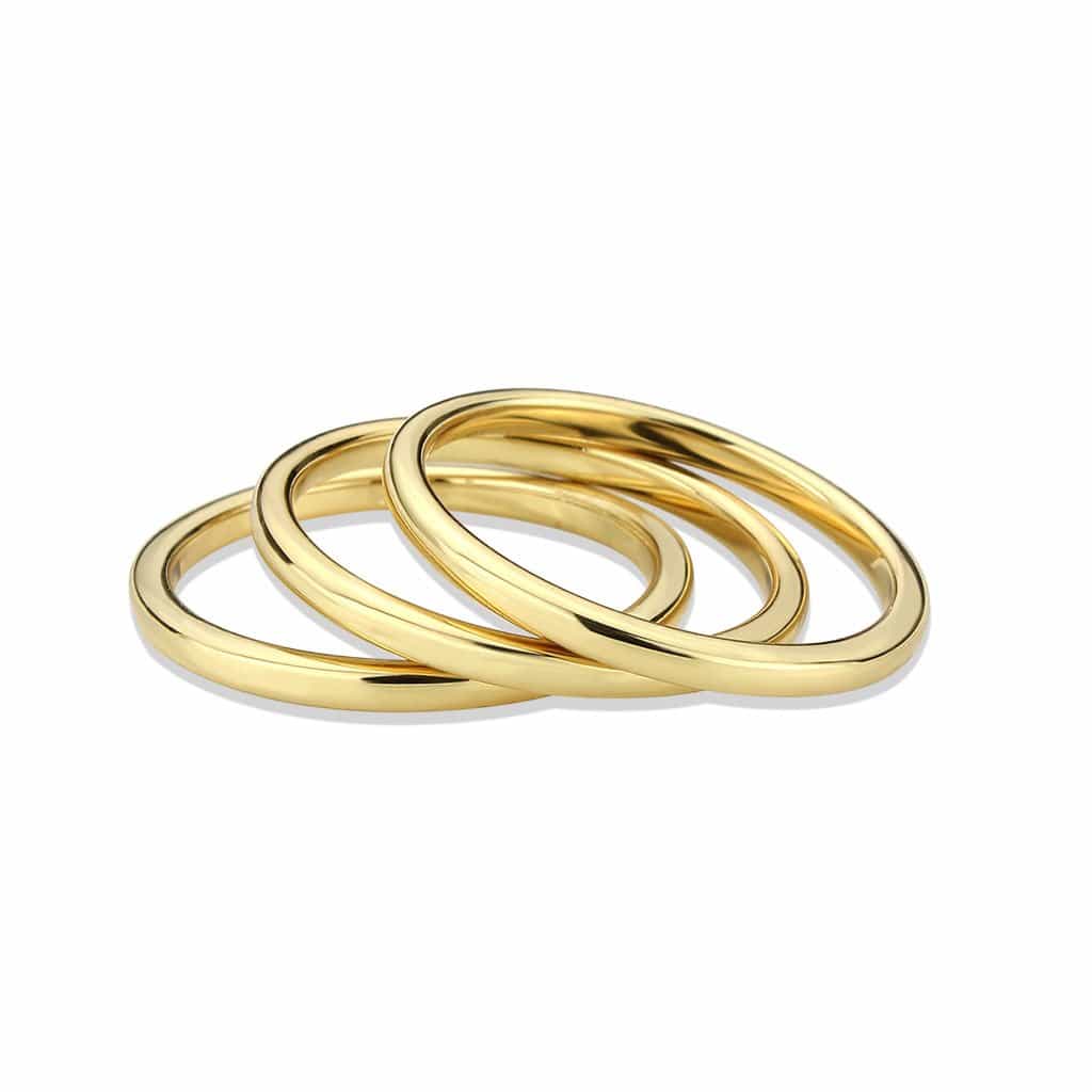 Brass Gold Polished Triple Dome Band Ring view 7