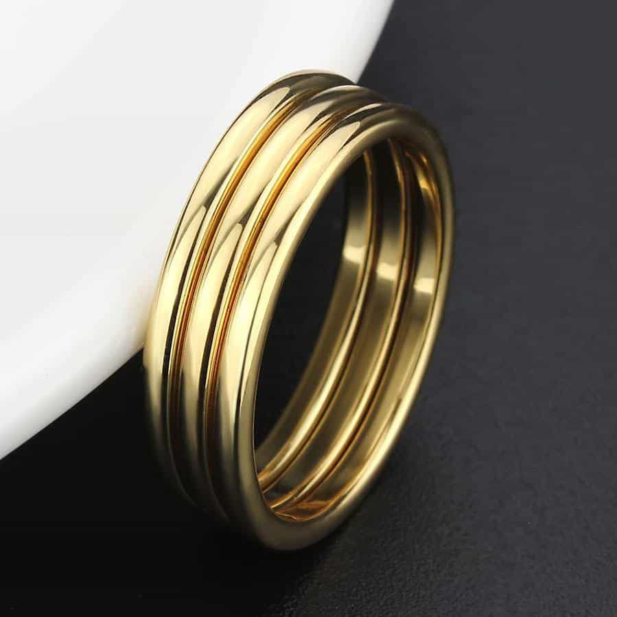 Brass Gold Polished Triple Dome Band Ring view 15