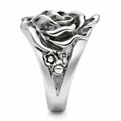 Brass Oxidized CZ Rose Bloom Cocktail Ring view 7