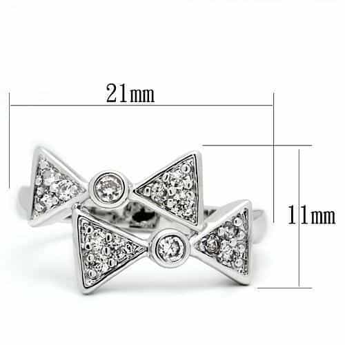 Brass CZ Pave Bowtie Triangle Ring view 3