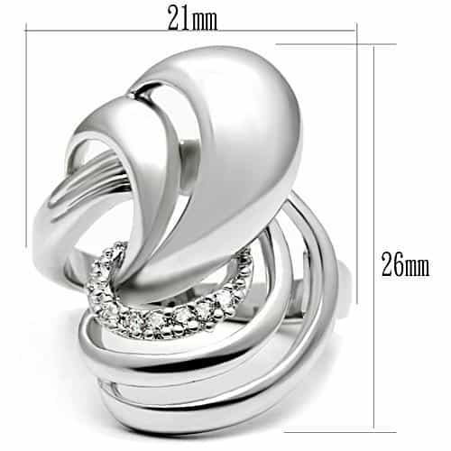 Brass CZ Pave Flowing Swirl Cocktail Ring view 3
