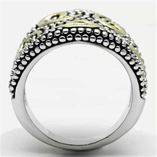 Brass Two-Tone Beaded Swirl Dome Cocktail Ring view 5