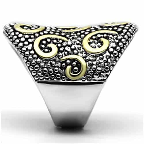 Brass Two-Tone Beaded Swirl Dome Cocktail Ring view 7