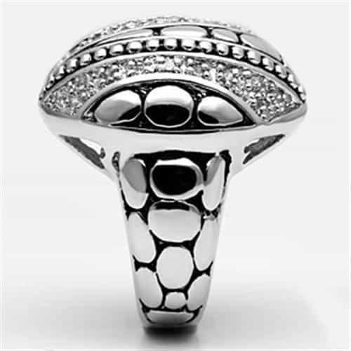 Brass CZ Pave Oxidized Cutout Dome Cocktail Ring view 7
