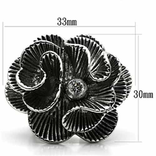 Brass Oxidized Textured Flower Bloom Cocktail Ring view 3