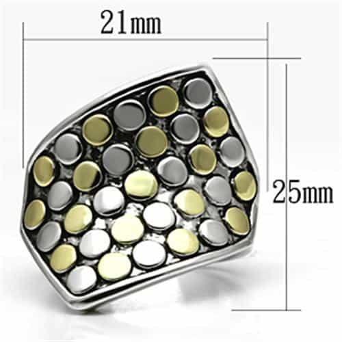Brass Two-Tone Dot Bubble Wide Shield Ring view 3