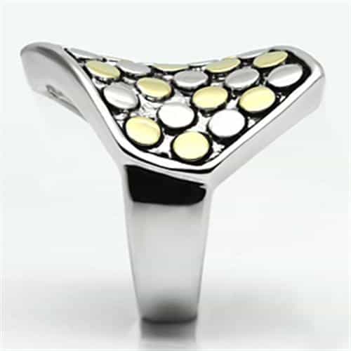 Brass Two-Tone Dot Bubble Wide Shield Ring view 7