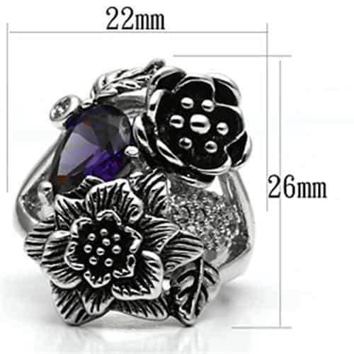 Brass Oxidized CZ Flower Mystic Opal Cocktail Ring view 3