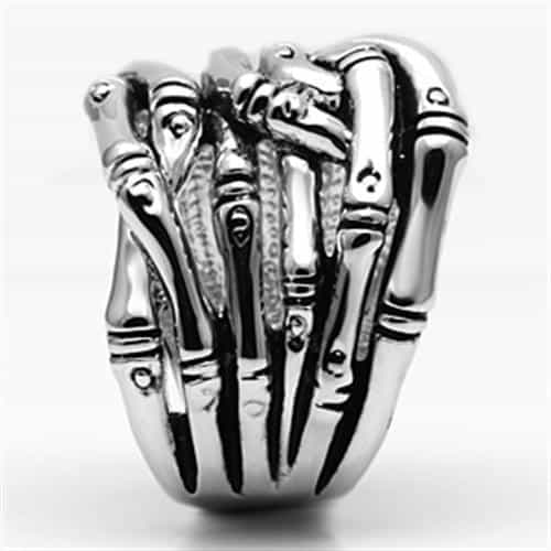 Brass Oxidized Bamboo Skeleton Hand Wrap Ring view 7