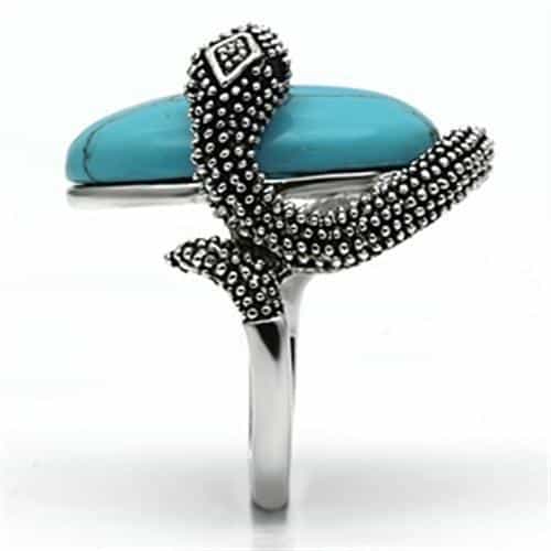 Brass Turquoise Oval Cabochon Beaded Wrap Ring view 9