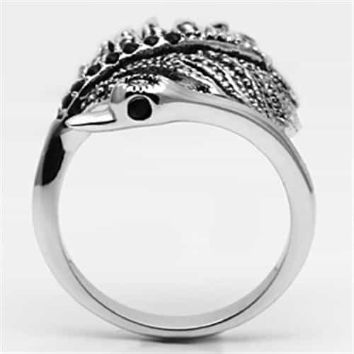 Brass Marcasite Feather Peacock Cocktail Ring view 5