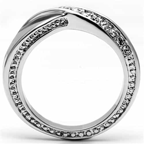 Brass CZ Channel Wave Crossover Band Ring view 5
