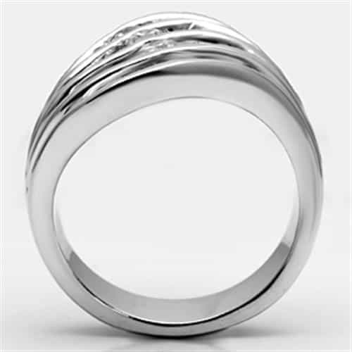 Brass CZ Bezel Multi-Row Open Wide Band Ring view 5