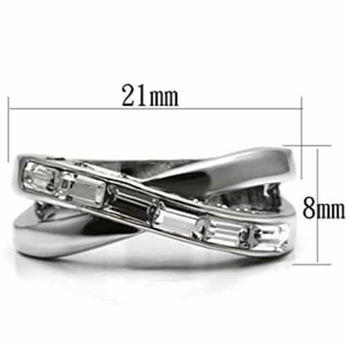 Brass CZ Baguette Channel Crossover X Band Ring view 3