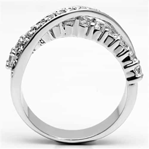 Brass CZ Pave Wave Crossover Band Ring view 5