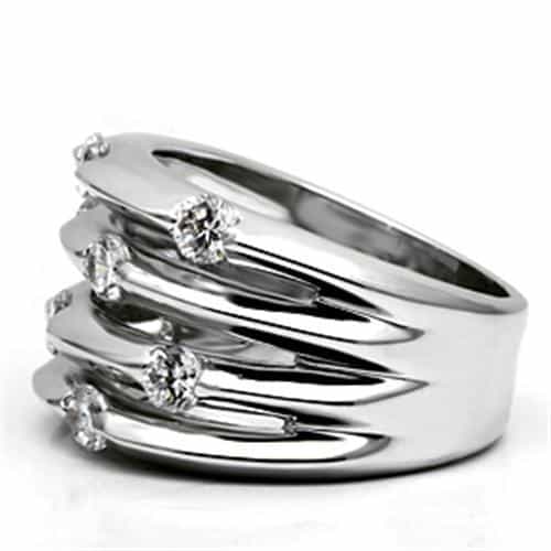 Brass CZ Bezel Scattered Multi-Row Wide Band Ring view 7