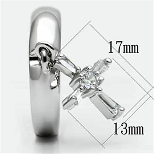 Brass CZ Baguette Cross Charm Open Ring view 3