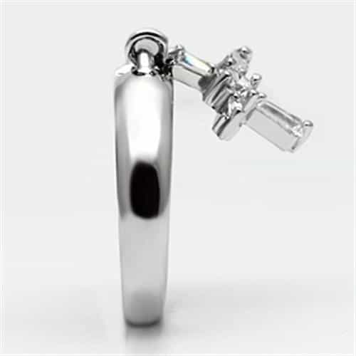 Brass CZ Baguette Cross Charm Open Ring view 7