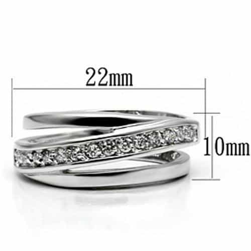 Brass CZ Channel Diagonal Crossover Band Ring view 2