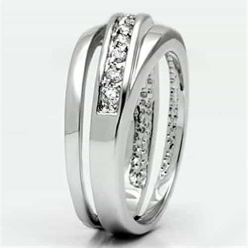 Brass CZ Channel Diagonal Crossover Band Ring view 6
