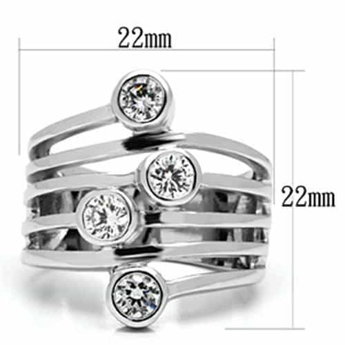 Brass CZ Bezel Triple Row Open Wide Band Ring view 3