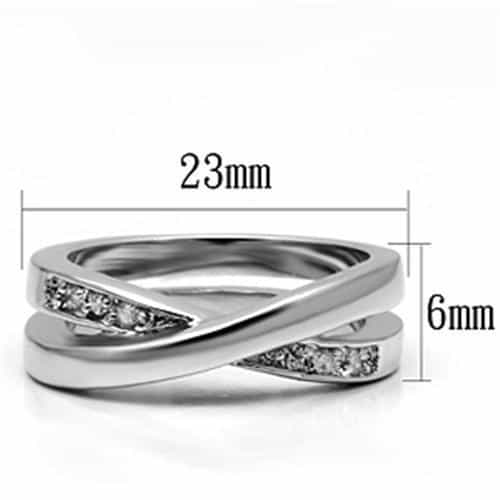 Brass CZ Pave Crossover Twist Band Ring view 3