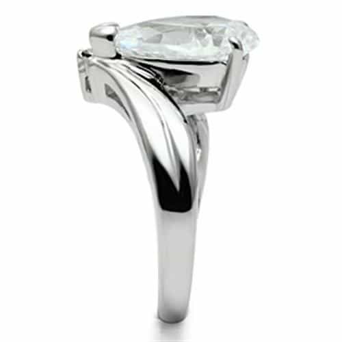Brass Clear CZ Pear Solitaire Accent Ring view 9