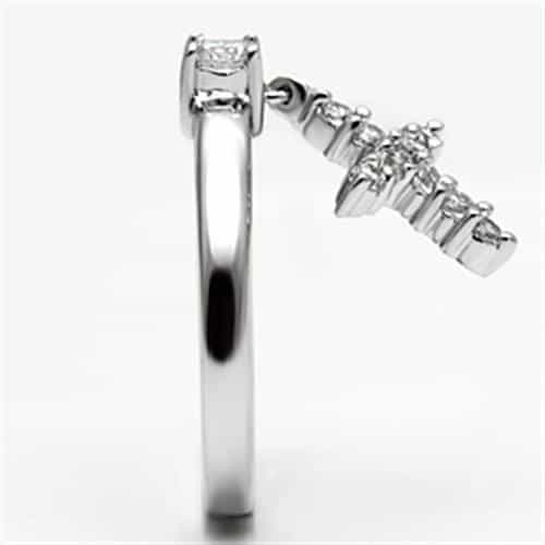 Brass CZ Pave Cross Dangle Charm Ring view 7