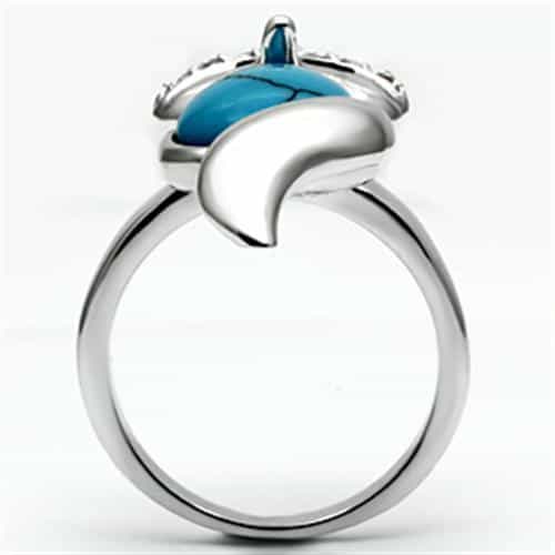 Brass Turquoise Cat Fox Figurine Wrap Ring view 5