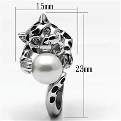 Brass Pearl Leopard Panther Figurine Wrap Ring view 3