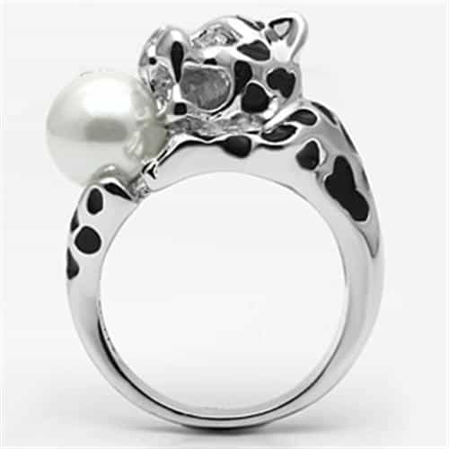 Brass Pearl Leopard Panther Figurine Wrap Ring view 7