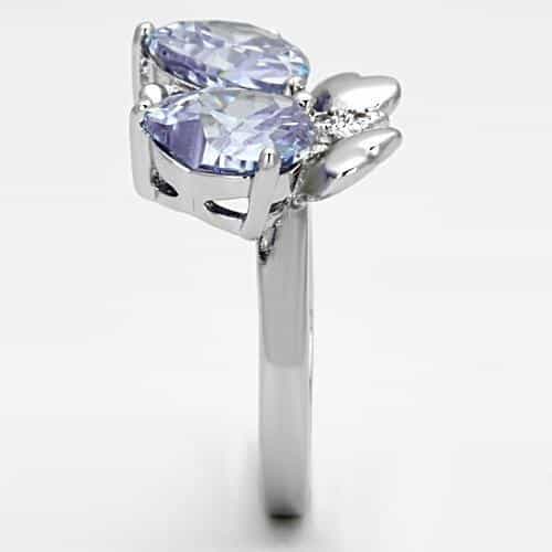 Brass Lavender CZ Heart Butterfly Cocktail Ring view 7