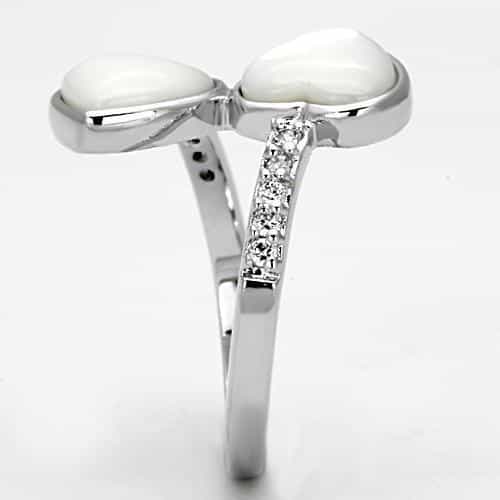 Brass Mother of Pearl Heart CZ Pave Bypass Ring view 7