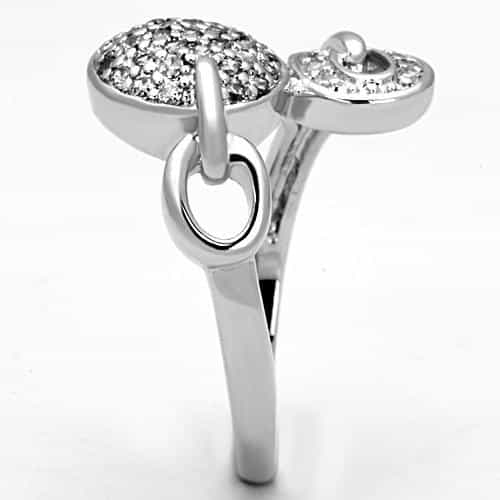 Brass CZ Pave Double Circle Link Ring view 7