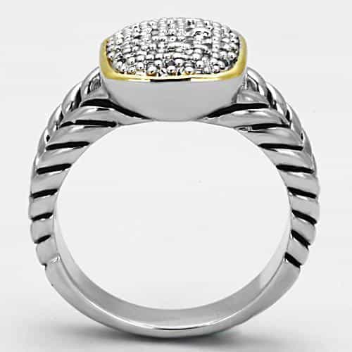 Brass Two-Tone CZ Pave Cushion Cable Ring view 5