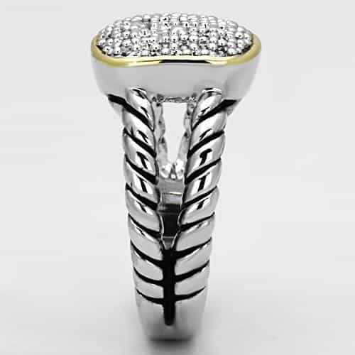 Brass Two-Tone CZ Pave Cushion Cable Ring view 7