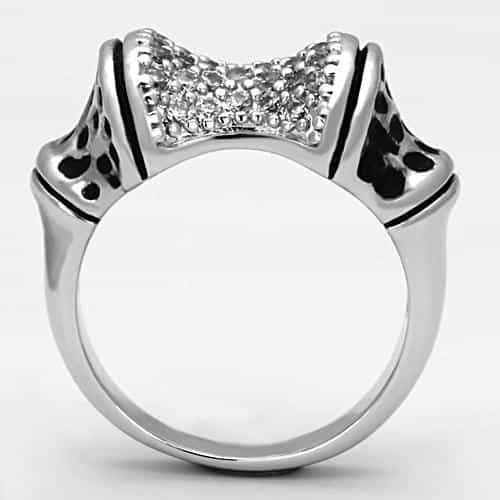 Brass CZ Pave Bowtie Onyx Wide Band Ring view 5