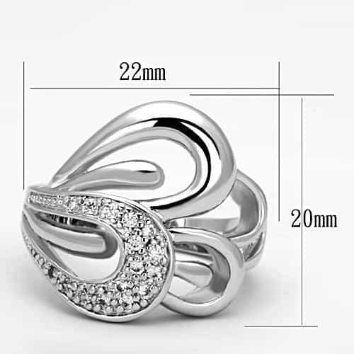 Brass CZ Pave Open Heart Swirl Cocktail Ring view 3