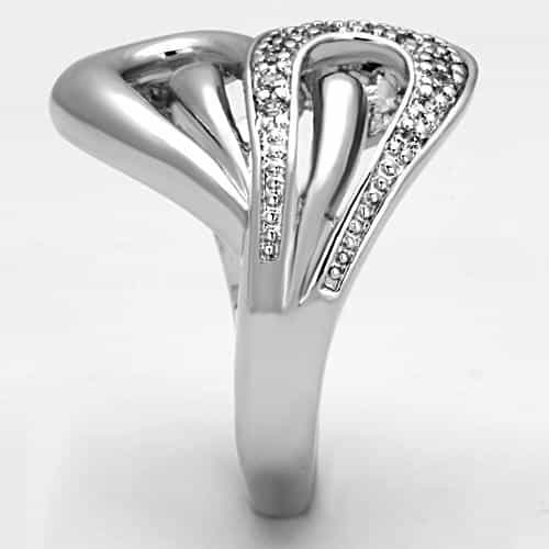 Brass CZ Pave Open Heart Swirl Cocktail Ring view 7