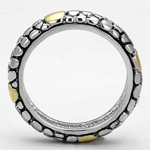 Brass Two-Tone Pebble Texture Band Ring view 5