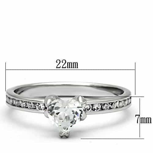 Brass CZ Heart Solitaire Pave Band Ring view 3