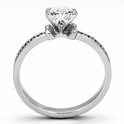 Brass CZ Heart Solitaire Pave Band Ring view 5