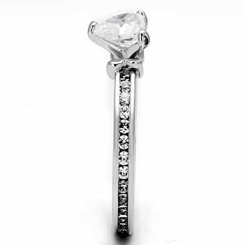 Brass CZ Heart Solitaire Pave Band Ring view 7