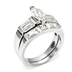 Sterling Silver CZ Marquise Baguette Bypass Ring view 5