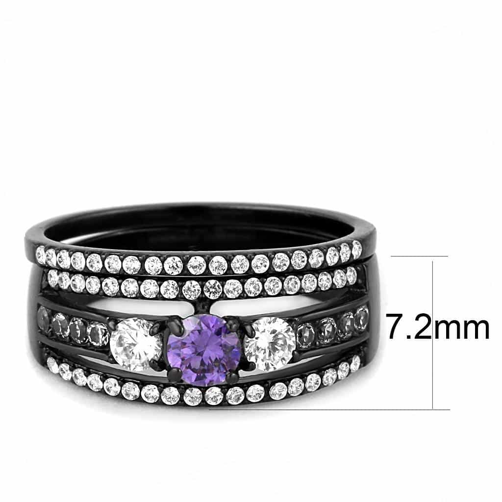Stainless Steel Black IP CZ Multi Stone Wide Pave Band Ring view 3