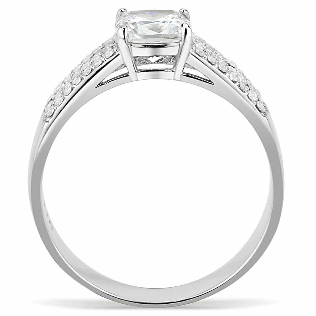 Stainless Steel CZ Princess Cut Split Shank Pave Ring view 5