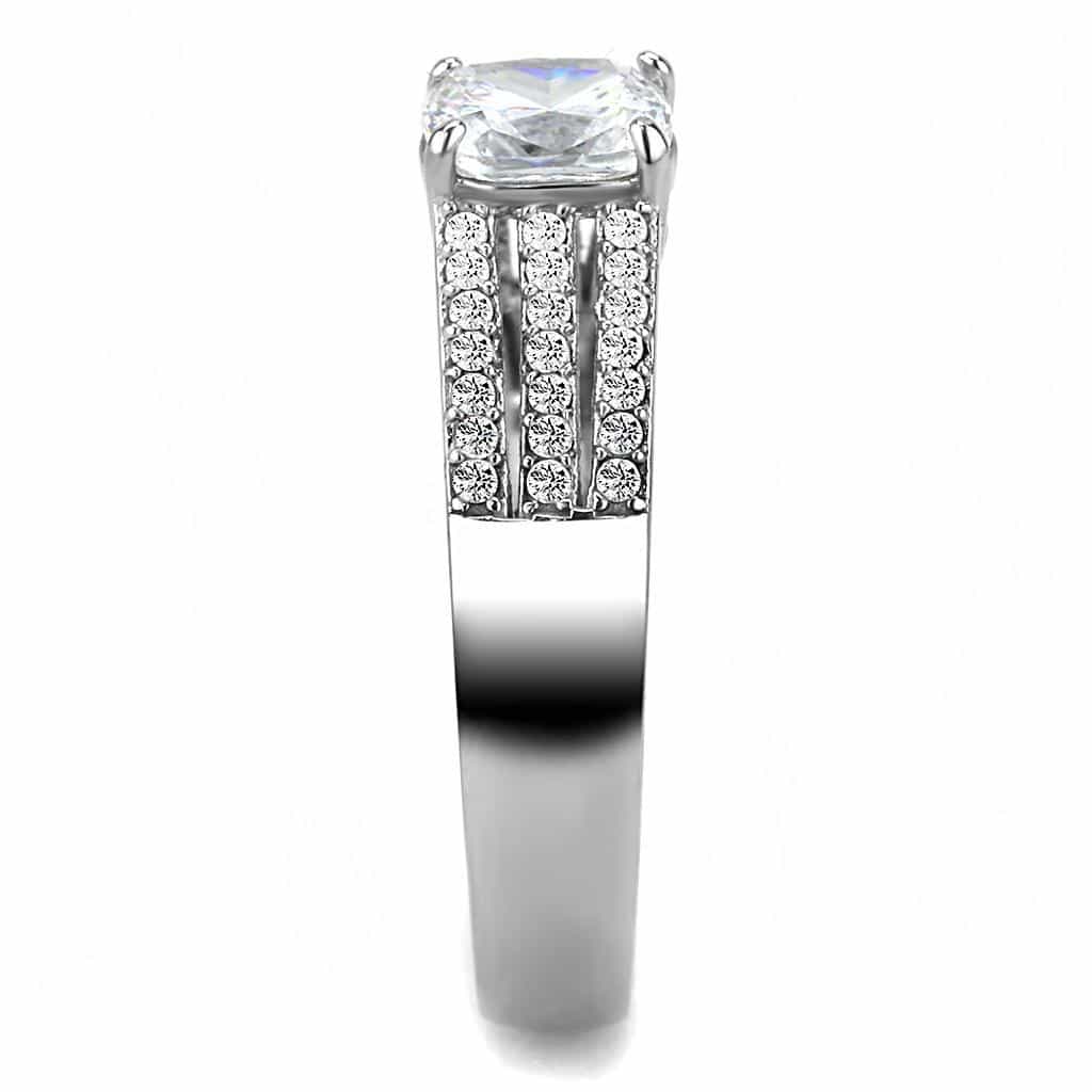 Stainless Steel CZ Princess Cut Split Shank Pave Ring view 7
