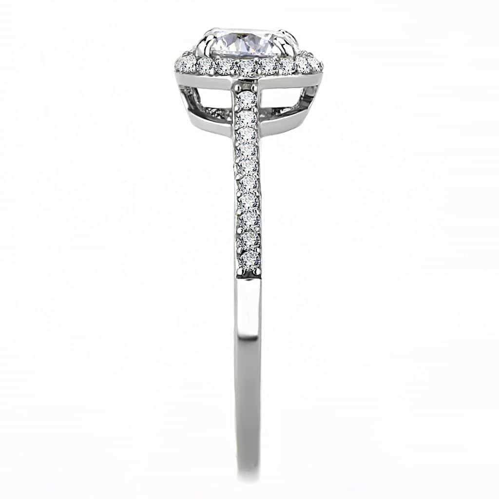 Stainless Steel CZ Round Double Halo Pave Ring view 7