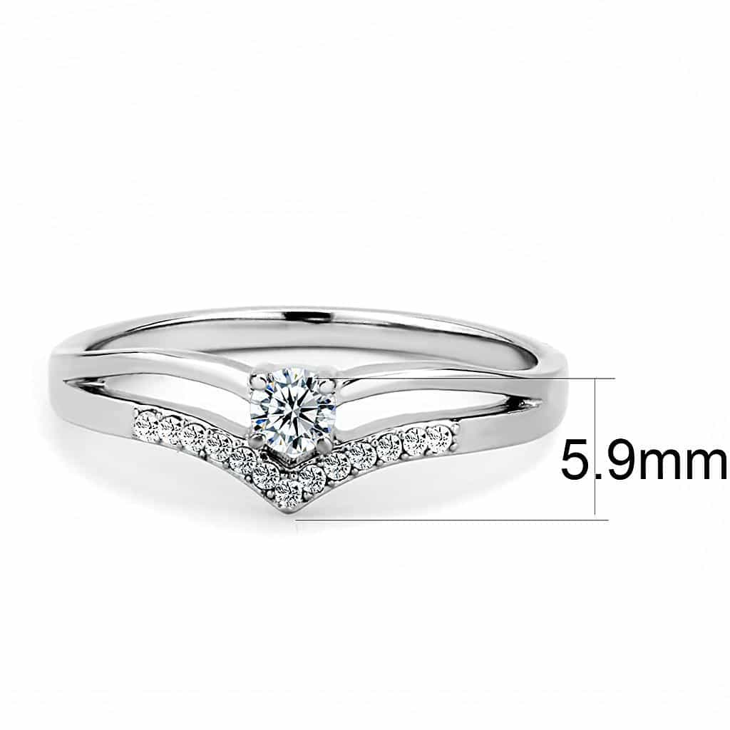 Stainless Steel CZ Round Pave Chevron Bypass Ring view 3