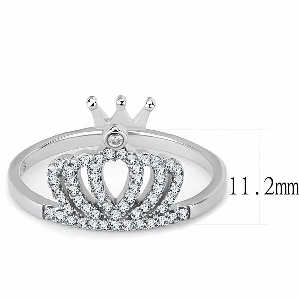 Stainless Steel CZ Crown Tiara Pave Open Ring view 3